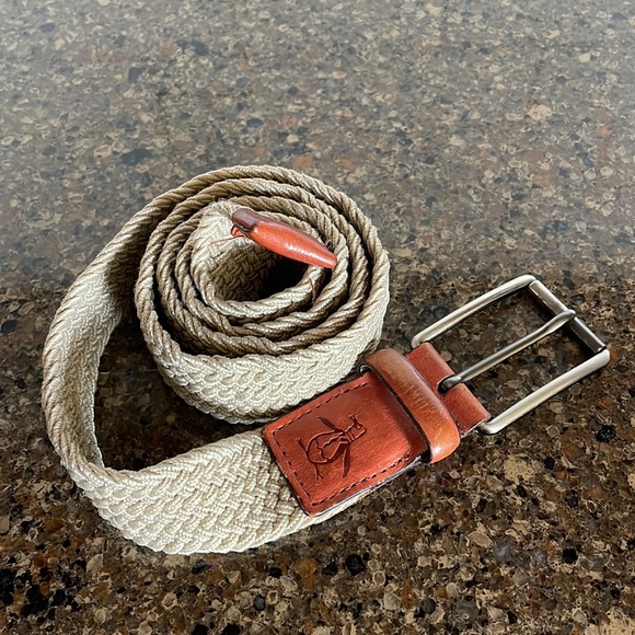 PENGUIN Men's Braided Golf Stretch Belt Tan with Leather Buckle Tab Size 34 36 - Picture 3 of 9